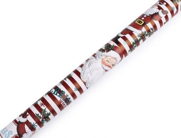 Geschenkpapier Weihnachtsmotive Santa rot gestreift 70cmx2m